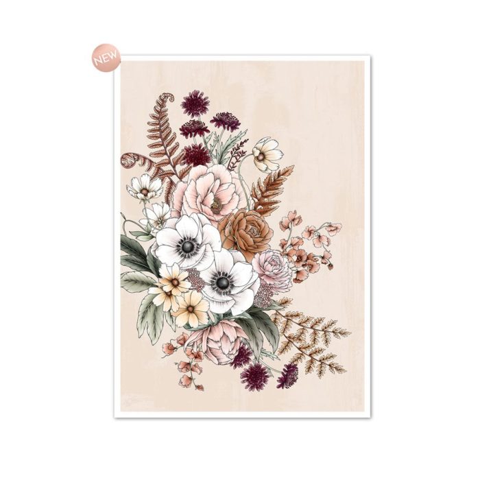 Art Print A4 Bouquet on Beige - Typoflora