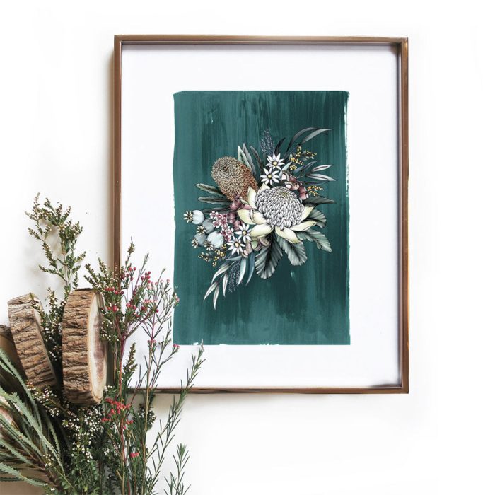 Art Print A4 Teal Natives - Typoflora