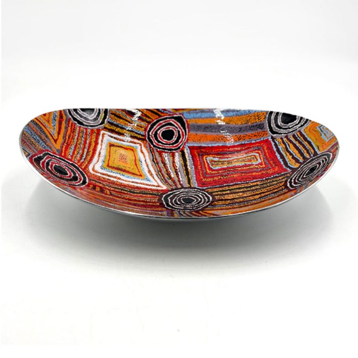 Bowl Boat Shape Mary Napangardi Brown MAB665 - Better World Arts