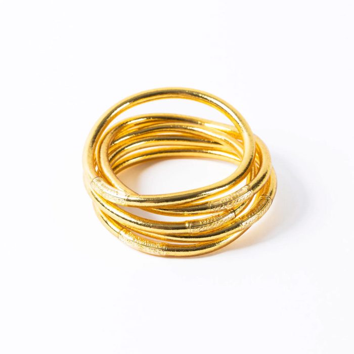 Buddhist Bracelet Thick Light Gold - French Bazaar