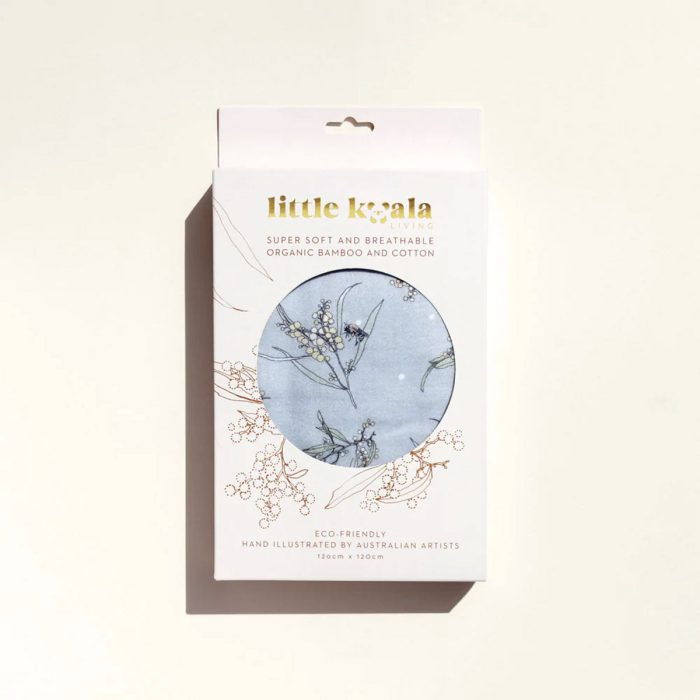 Baby Swaddle Organic Native Bee and Wattle - Little Koala Living