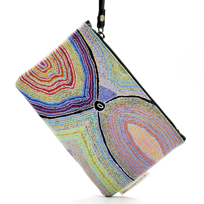 Clutch Bag Leather Printed Liddy Napanangka Walker ALWA624 - Better World Arts