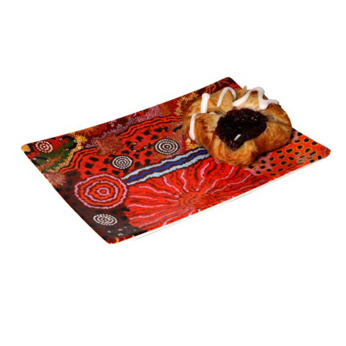 Cake Plate Bone China Artist: Damien and Yilpi Marks BDYM975 - Better World Arts