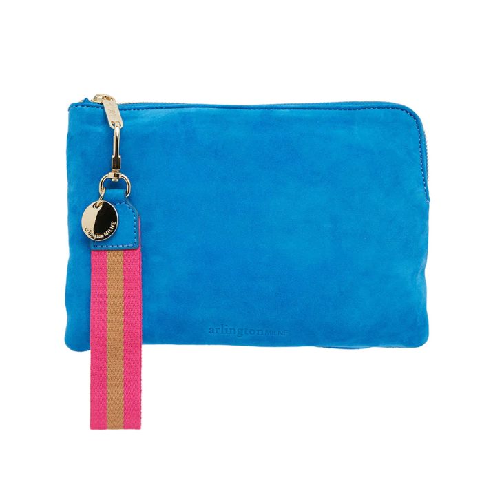 Clutch Paige Wristlet Blue Suede - Arlington Milne
