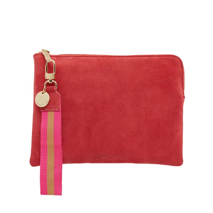 Clutch Paige Wristlet Rose Suede - Arlington Milne