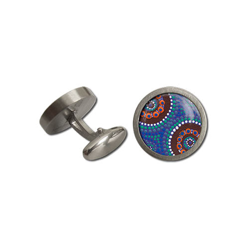 Cufflinks Round Camping Around Waterholes - Allegria Designs
