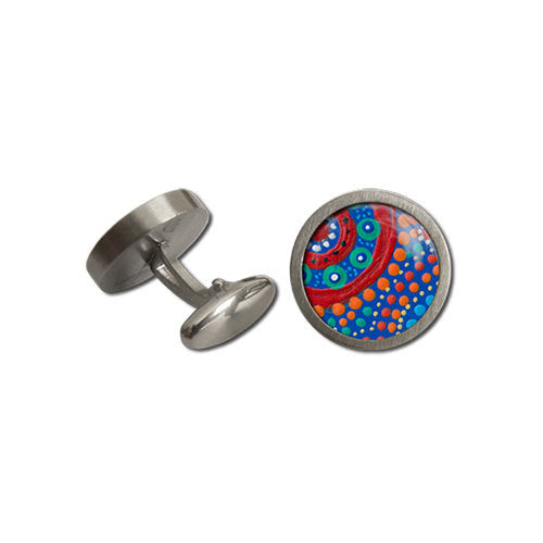 Cufflinks Round Family Picking Wildflower - Allegria Designs