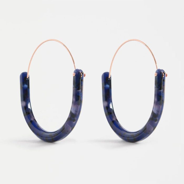 Earrings Aki Blue Tortoiseshell Hoop - Elk