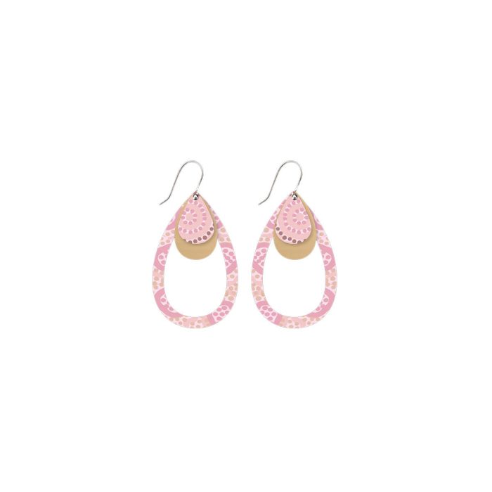 Earring Azeza Possum Ceremony Layered Outline Tear Drop - Moe Moe Design