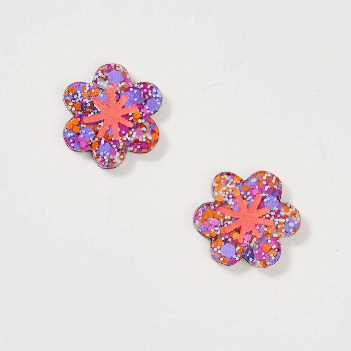 Earrings Aster Purple Orange - Martha Jean