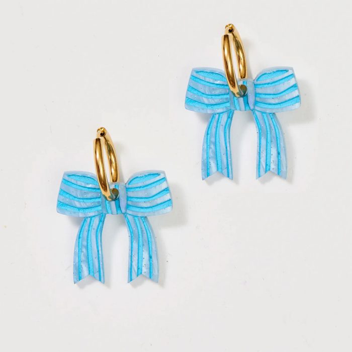 Earrings Bow Butter Blue - Martha Jean