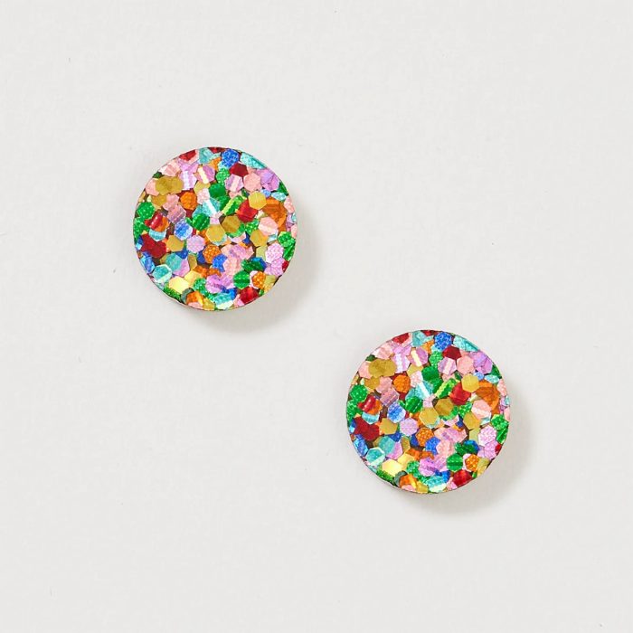 Earrings Circle Stud Rainbow - Martha Jean