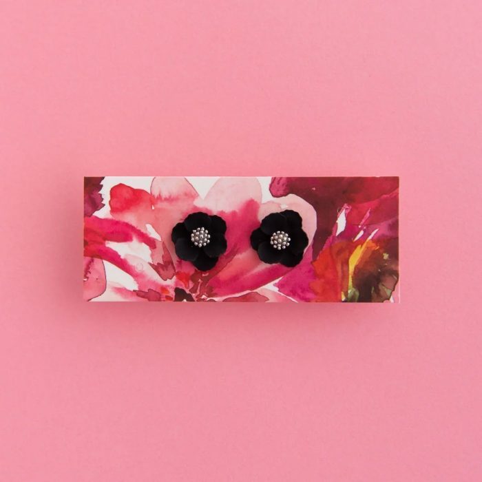 Earrings Stud Mid Bloom Black - Ruby Olive