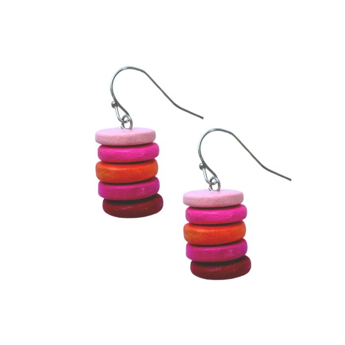 Earrings Smartie Stacked Pink - Ruby Olive