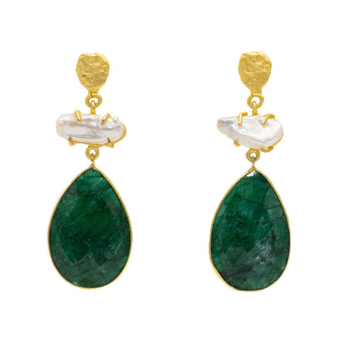 Earrings Statement Sara Emerald - Gemajesty