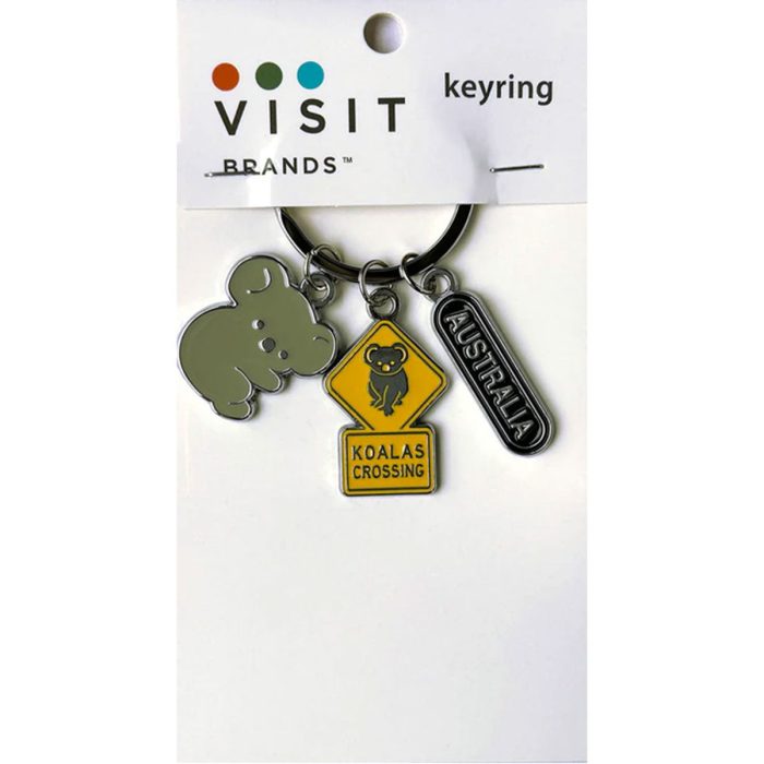Keyring Koala & Road Sign Chrome Enamel - Visit Brands