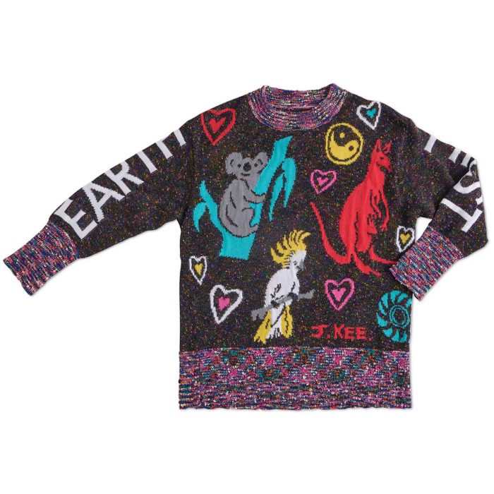 Knitted Sweater Earth First Peace Always Jenny Kee - Kip & Co