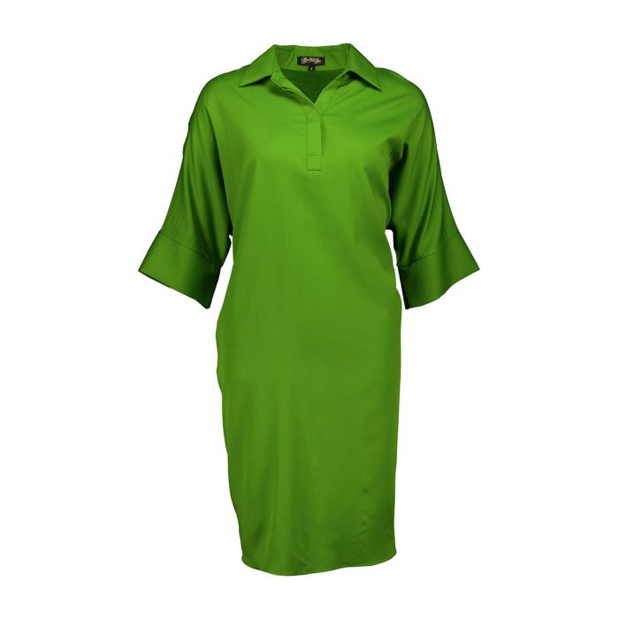 Marianna Estilo Shift Dress Green in Cotton/Rayon - Olga De Polga
