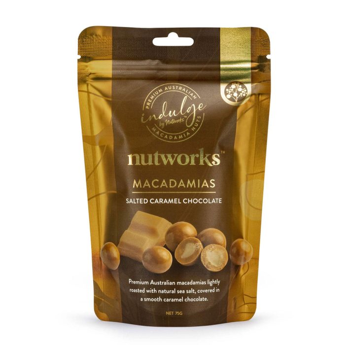 Macadamia Nuts Salted Caramel Chocolate  Nutworks 75g  - Gourmet Brands