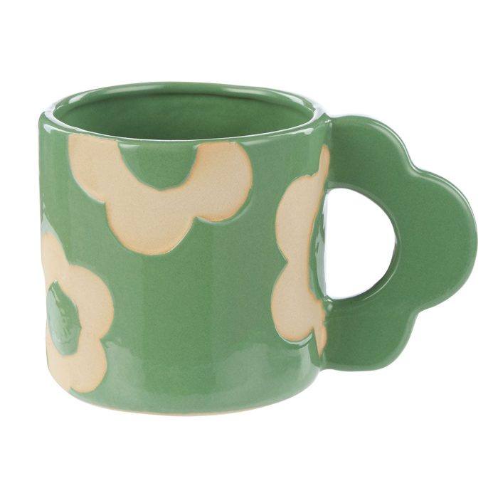 Mug Posey Flower Green 400ml - Isalbi