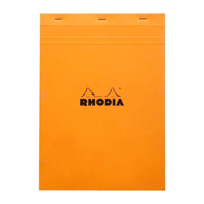 Notepad A4 Grid Orange Top Stapled Rhodia - Paperie