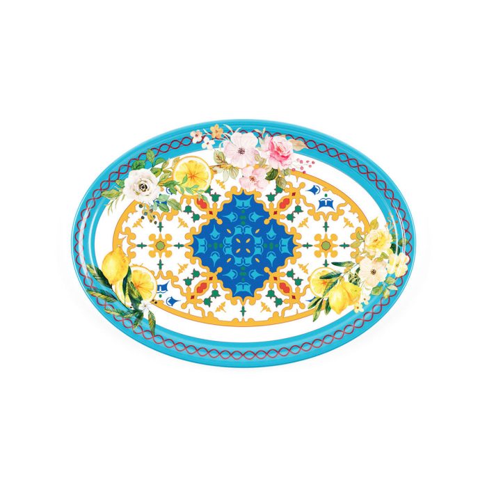 Oval Tray Large Flower & Lemon