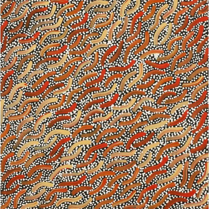 Painting 30x30cm prestretched Chantelle Nampijinpa Robertson Ngapa Jukurrpa (Water Dreaming)- Warlukurlangu