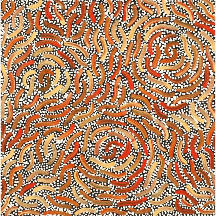 Painting 30x30cm prestretched Chantelle Nampijinpa Robertson Ngapa Jukurrpa (Water Dreaming)- Warlukurlangu