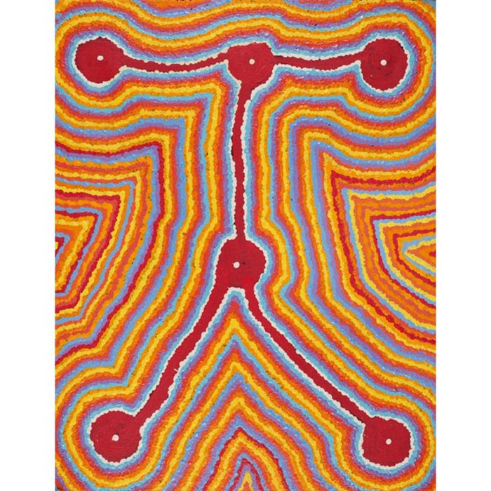 Painting 76x61cm Gregory Jupurrurla Gill Lukarrara Jukurrpa (Desert Fringe-rush Seed Dreaming) - Warlukurlangu
