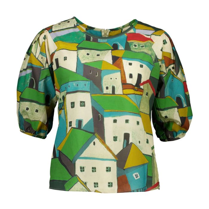 Pueblito Blouse Green in Cotton - Olga De Polga