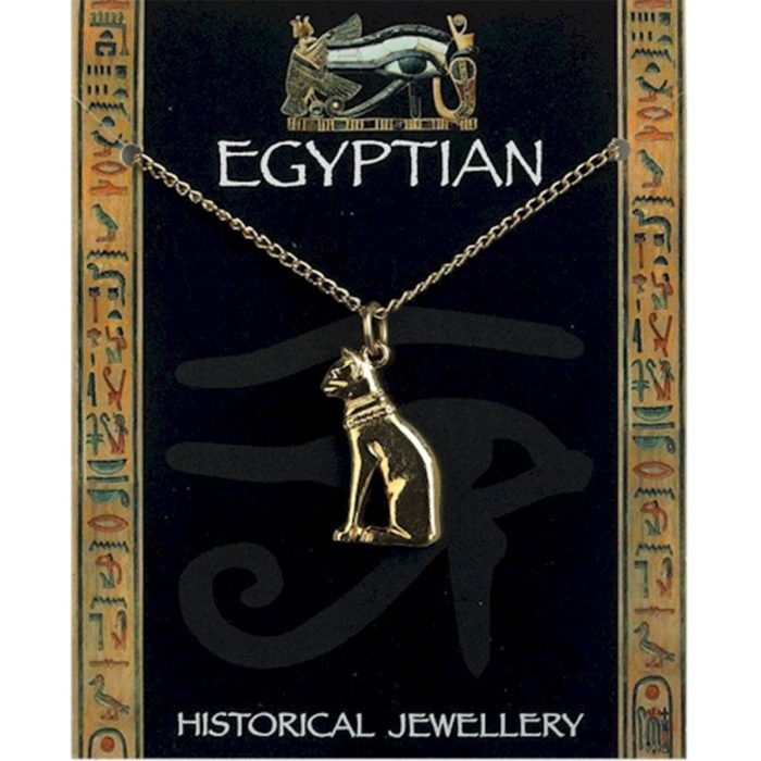 Pendant Egyptian Cat Gilt Chain - Discoveries Inc.