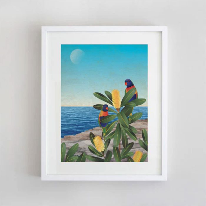 Print A4 Lorikeet by the Sea Rocks - La Source