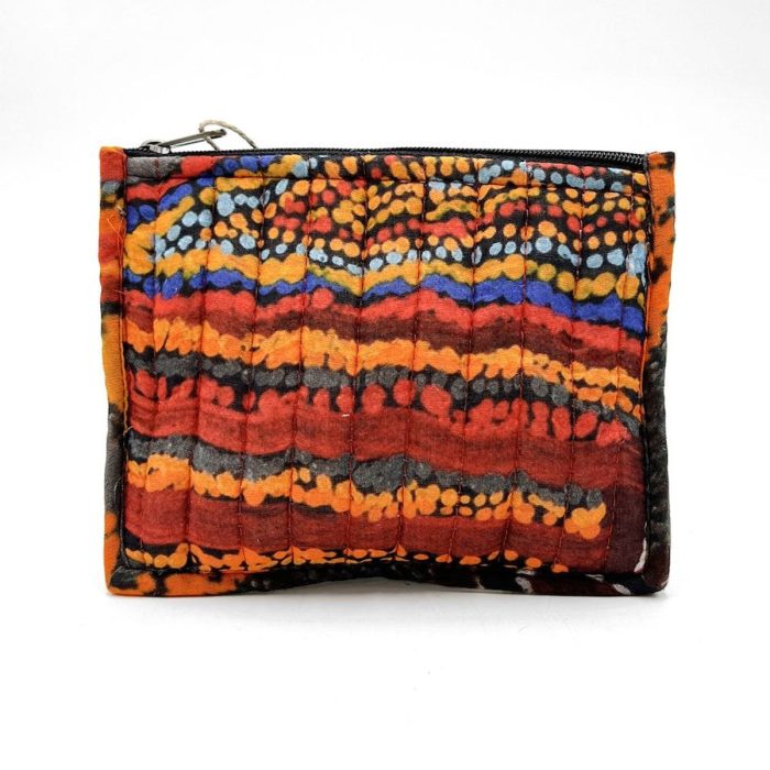 Quilted Zip Pouch Small Mary Napangardi Brown AMAB665 - Better World Arts