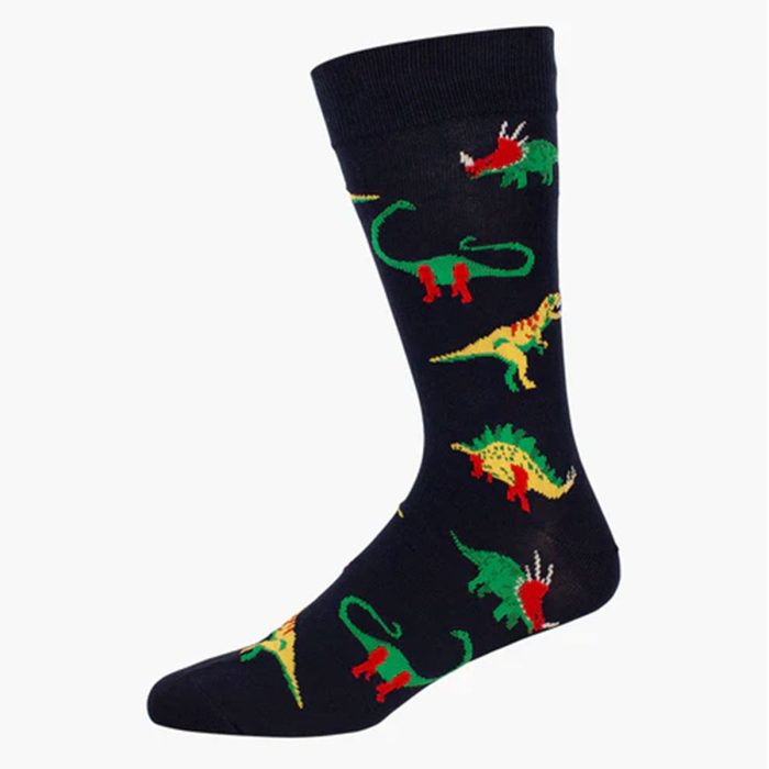 Socks Dinosaur Blue Mens 7-11 Bamboo - Pussyfoot Socks