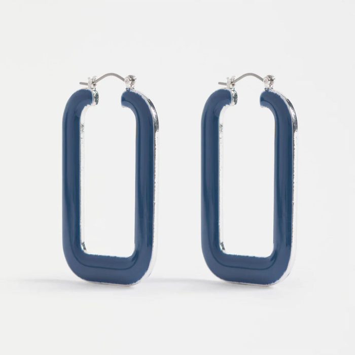 Square Hoop Earring Innfellt Denim Blue - Elk Accessories