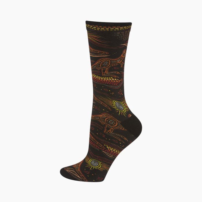 Socks Kangaroo Indigenous Australian Black Bamboo W2-8 - Pussyfoot