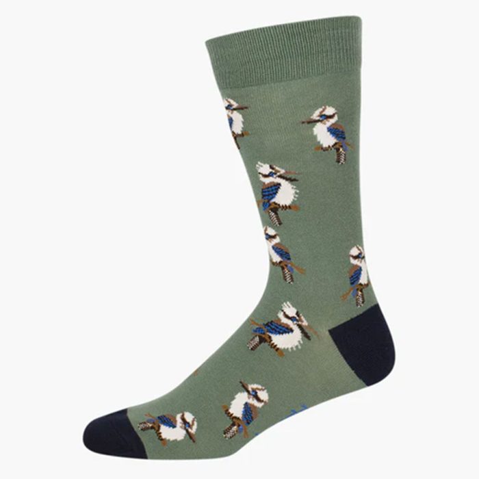 Socks Kookaburra Khaki Bamboo Mens 7-11 - PussyFoot Socks