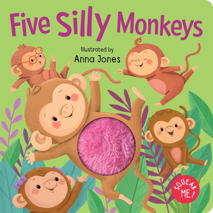 Squeaky Plush Board Book Five Silly Monkeys