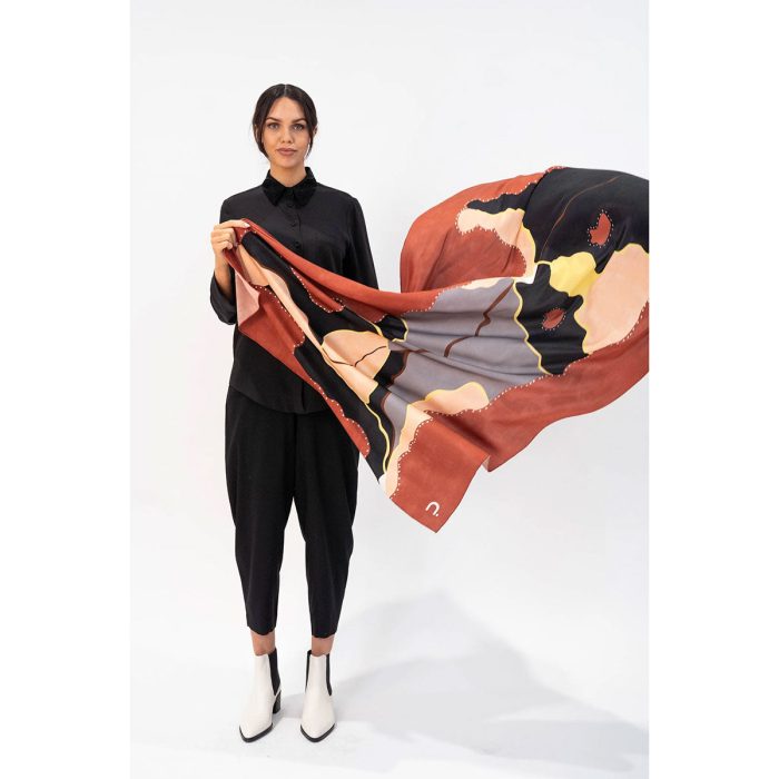 Silk Scarf Feeling the Space Ochre 180cm x 100cm - Ngali