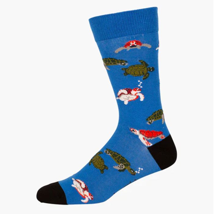 Socks Sea Turtle blue Mens 7-11 Bamboo - Pussyfoot Socks