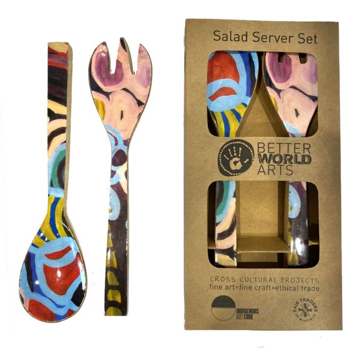 Salad Servers Wooden Seven Sisters Anmanari Brown - Better World Arts