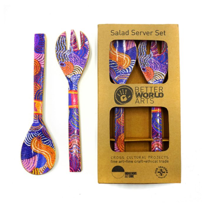 Salad Servers Wooden Nora Nyutjanka Davidson - Better World Arts