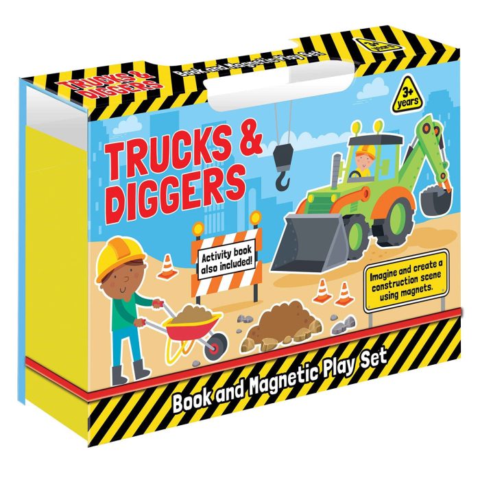 Trucks and Diggers Books and Magnetic Play Set - Lake Press