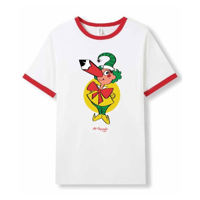 T-shirt Adult White/Red Mr Squiggle Yellow Circle