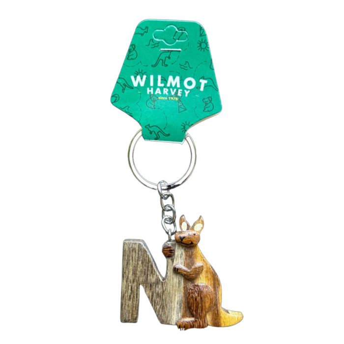 Timber Keyring N Kangaroo Alphabet Range - Wilmot Harvey