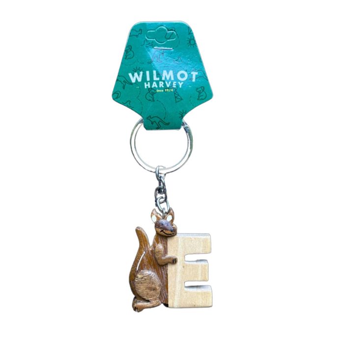 Timber Keyring E Kangaroo Alphabet Range - Wilmot Harvey