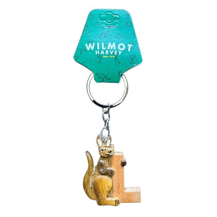 Timber Keyring L Kangaroo Alphabet Range - Wilmot Harvey