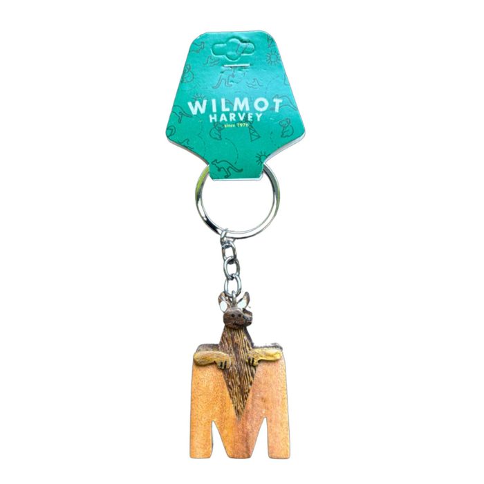Timber Keyring M Kangaroo Alphabet Range - Wilmot Harvey