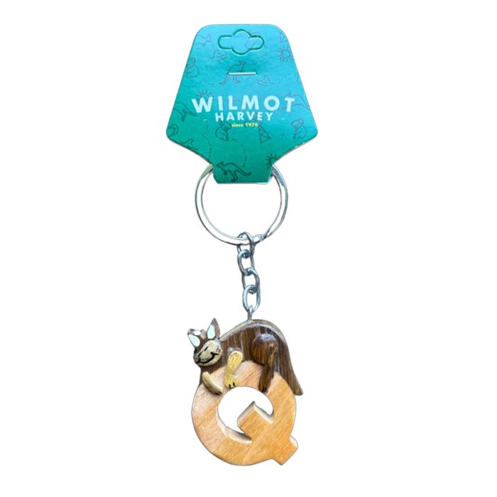 Timber Keyring Q Kangaroo Alphabet Range - Wilmot Harvey