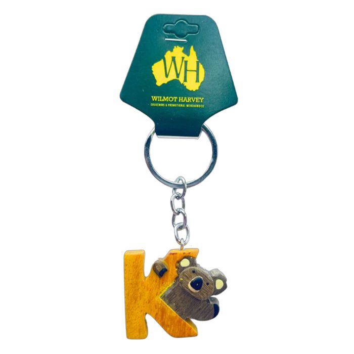 Timber Keyring K Koala Alphabet Range - Wilmot Harvey